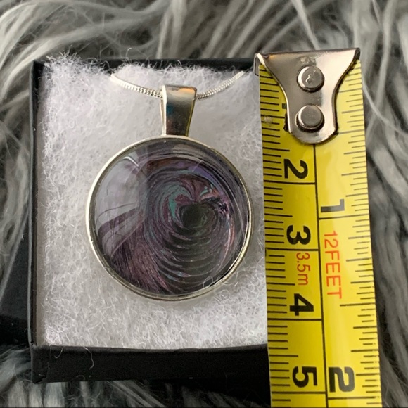 Handmade Fluid Art Necklace- Galactic Portal - Picture 3 of 5